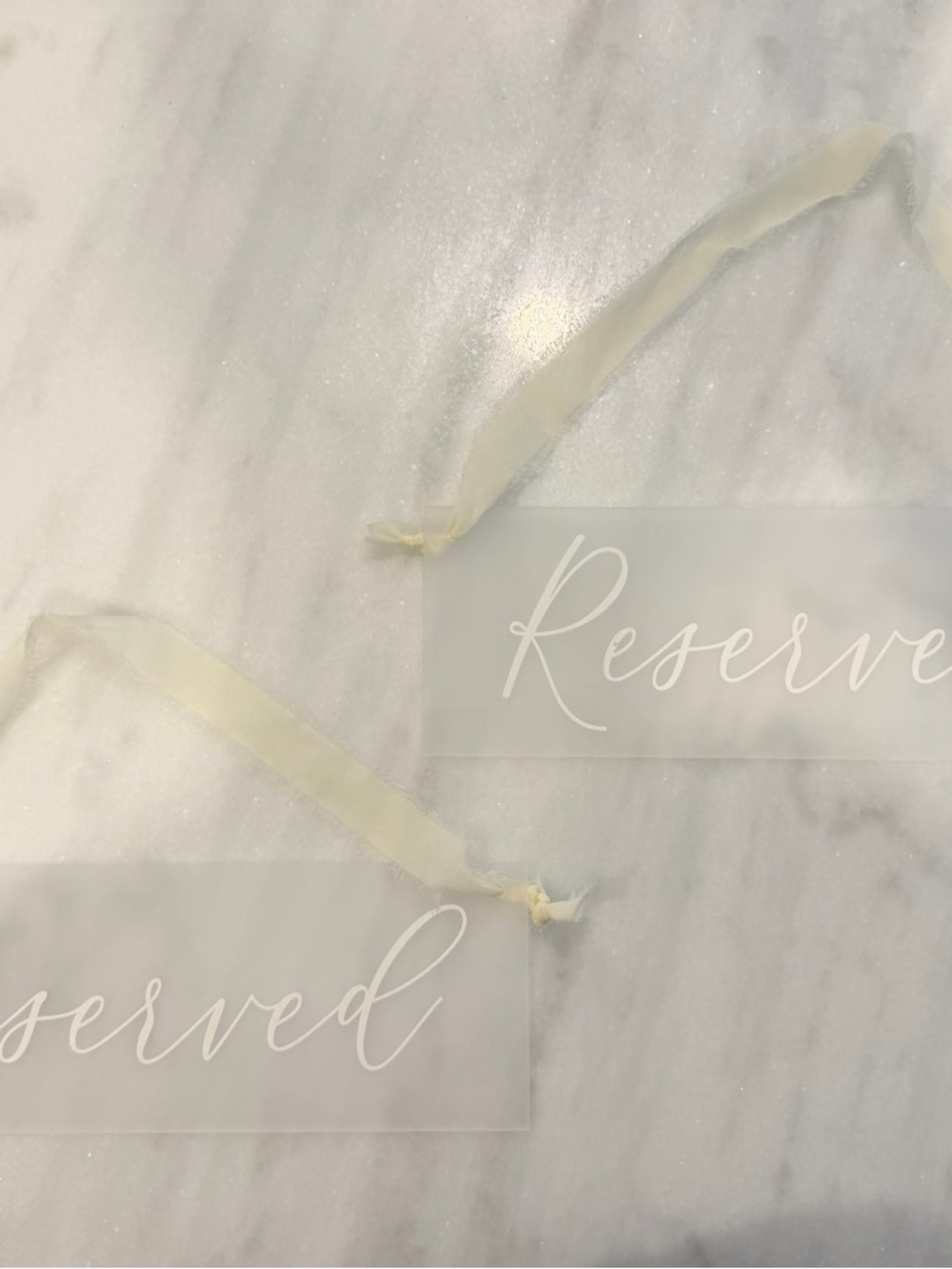 Reserved Acrylic Place Cards with Ivory Ribbon